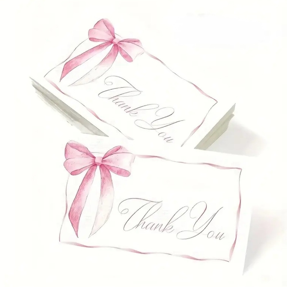 Thank You Cards with Pink Bow Design, NEW, 50 pcs.